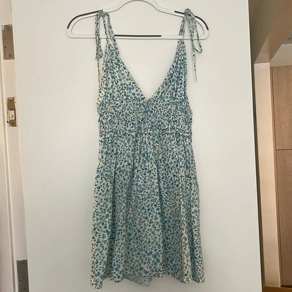 Zara floral puckered linen dress Zara floral puckered linen dress